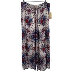 Denim & Supply Ralph Lauren Palazzo Pants Women XL Blue Red Bandana NWT